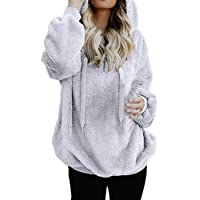 Los mejores  - MOMOXI 2019 Nuevo Sudaderas con Capucha para Mujer Oso de Peluche Forro Polar Difuso-Patchwork Invierno CáLido Lana…